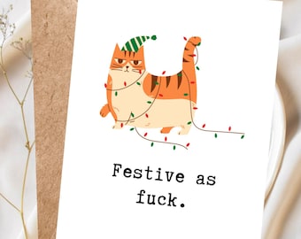 Funny Cat Christmas Card, Christmas Card for Cat Lovers, Cheeky Cat Christmas Card, Funny Holiday Card, Cute Christmas Card