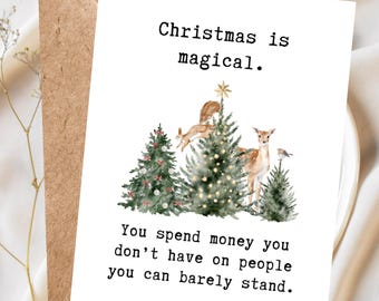 Funny Christmas Card for Friends, Cute Woodland Christmas Card, Animal Christmas Card, Cheeky Christmas Card, Funny Holiday Card