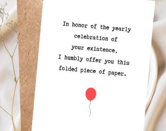 Funny 'Folded Piece of Paper' Birthday Card – Snarky Greeting