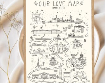 Relationship Map, Love Map, Custom Map Story of Us, Our Story Map, Our Love Story Map Timeline, Personalized Map, Couple Map Christmas Gift