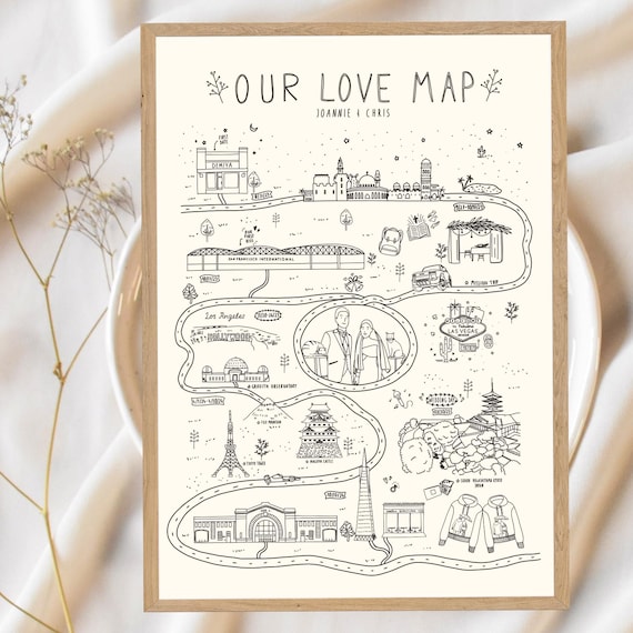 Relationship Map, Love Map, Custom Map Story of Us, Our Story Map, Our Love Story Map Timeline, Personalized Map, Couple Map Christmas Gift