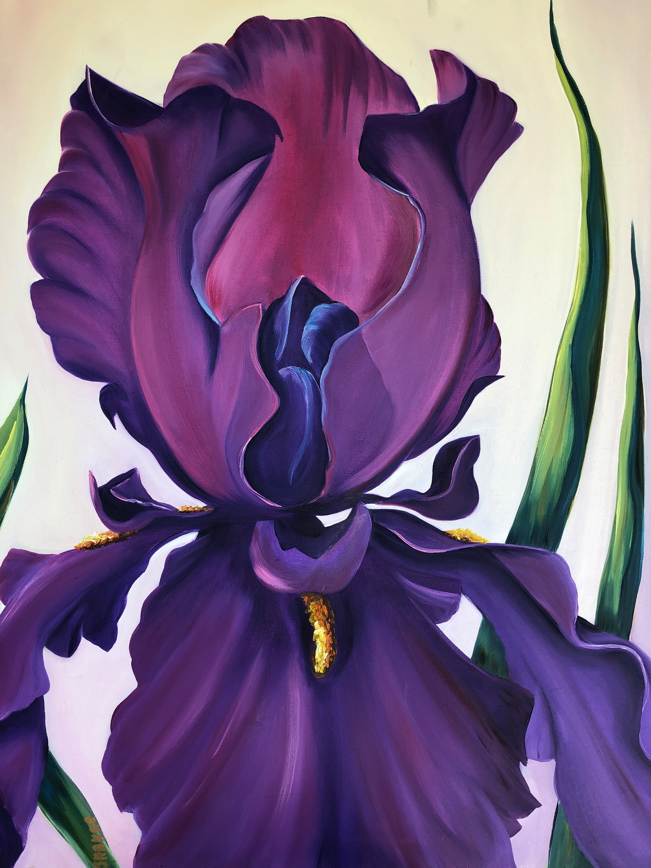 30 x 40 Purple Iris Oil Painting Original Art Etsy