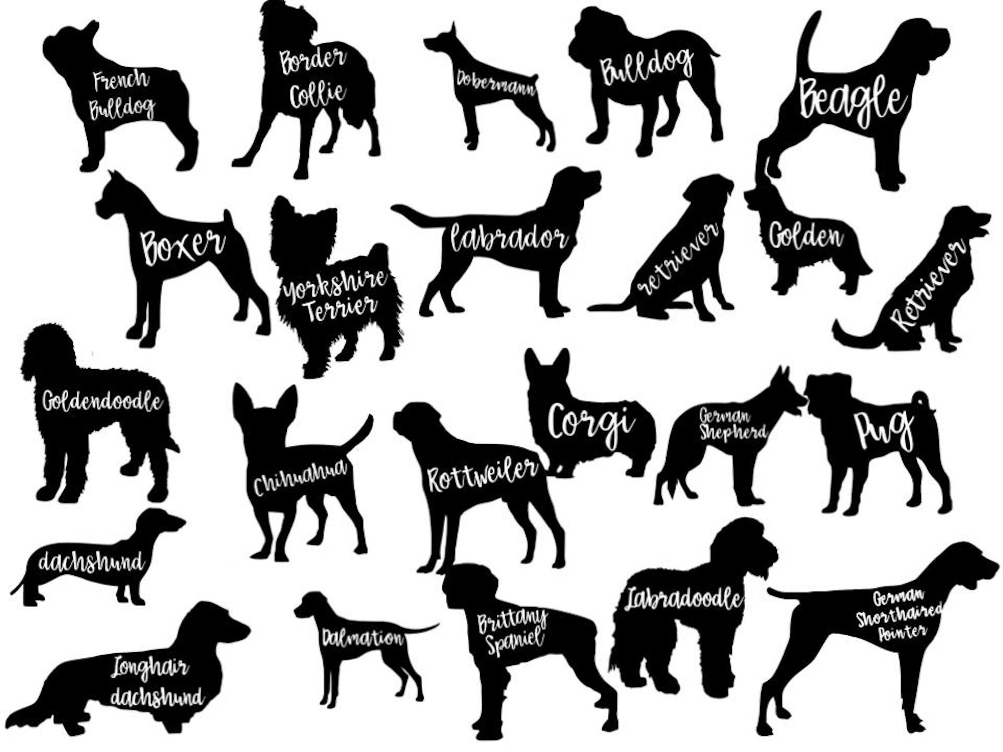 Personalized Dog Breed Silhouette Breed Specific Decals Etsy