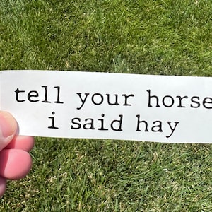 Tell Your Horse I Said Hay Car Vinyl Decal Sticker