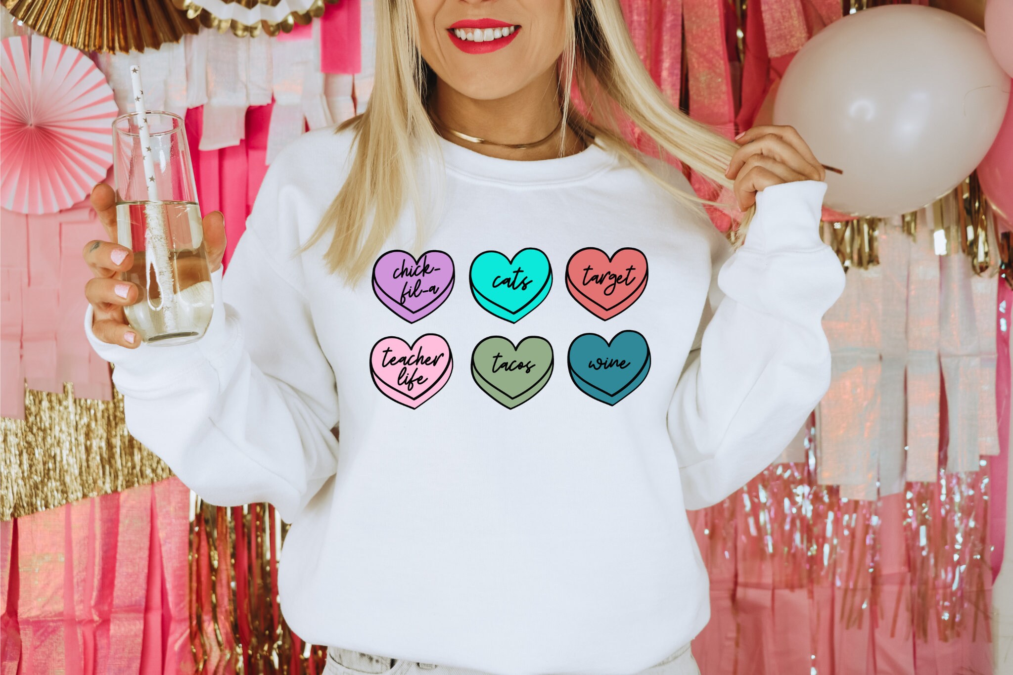 Candy Hearts Crewneck Sweatshirt Valentine's Day - Etsy Sweden