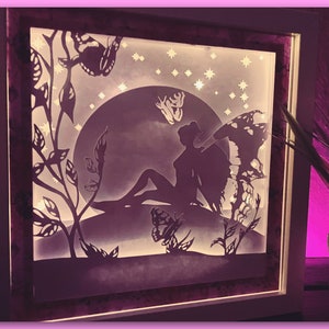 Shadowbox SVG DXF plotter archivo mariposa de hadas