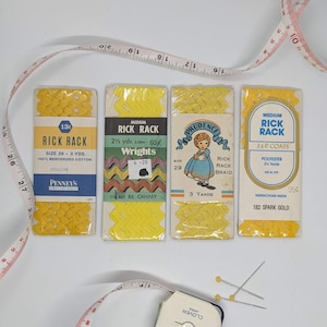 Yellow Vintage Medium Rick Rack - Original Packaging - Various Yellow Rick Rack