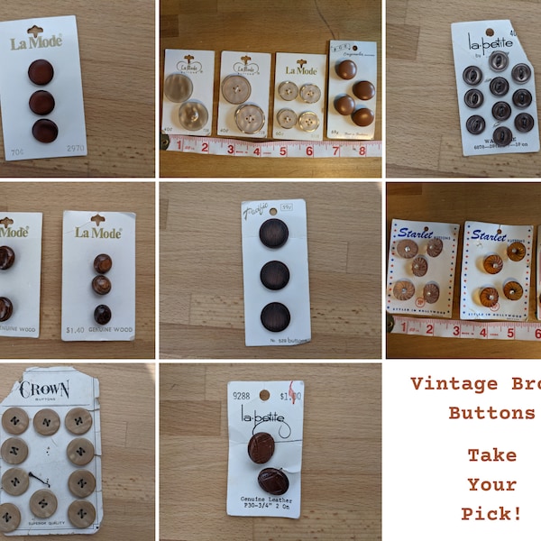 Vintage BROWN/NEUTRAL Buttons! Matched sets, various color shades, and styles.