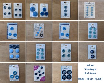 Vintage BLUE Buttons - Various sizes/styles. Take your pick for your next vintage project!