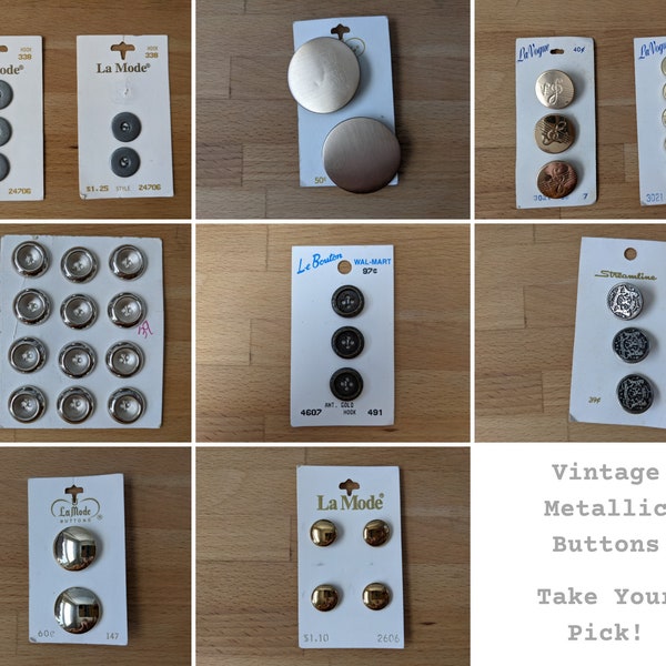 Vintage Metal Buttons - Matched Sets, various sizes + colors