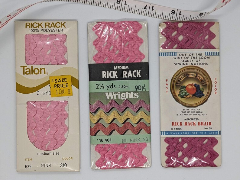 Pink and Red Vintage Medium Rick Rack - Original Packaging - Various ...