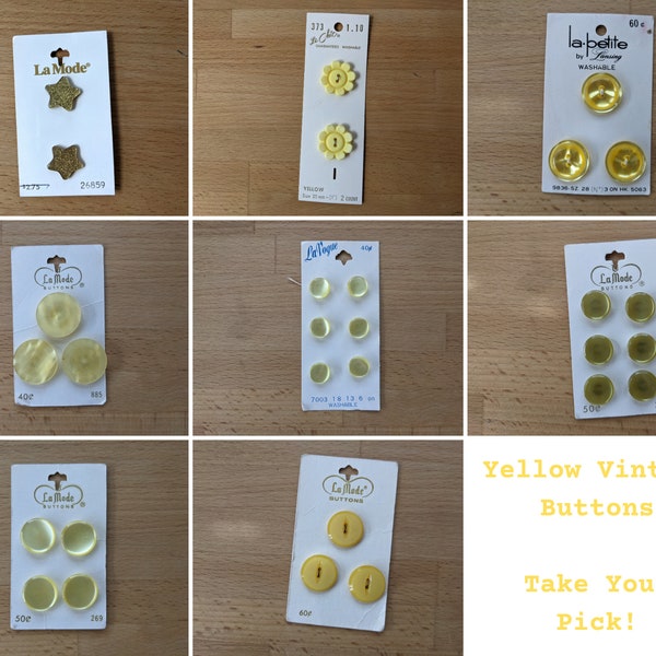 Vintage YELLOW Buttons - Take your Pick for Your Next Vintage Project! Various shapes/sizes