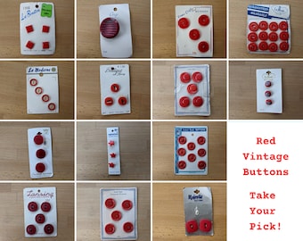 Vintage RED Buttons - Take your Pick for Your Next Vintage Project! Various shapes/sizes