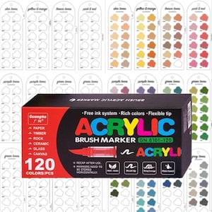 Guangna 120 Marker Swatch - Digitale PDF Pinsel Marker Swatch Vorlage DIY Single Page Color Swatch druckbare Vorlage Sofortiger Download