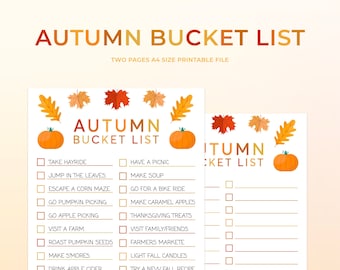 Fall Bucket List Printable, Autumn Bucket List, Fall Fun Activities, Fall Checklist, Instant Download, Autumn Printables, Fall Printables