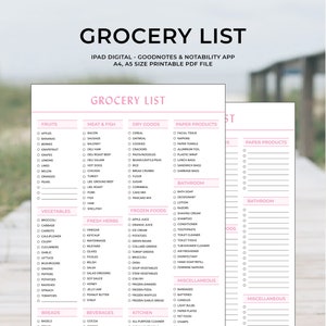 Ausdruckbare Einkaufsliste | Digitaler Download | Einkaufsliste | Einkaufsliste | Einkaufs checkliste | Master Grocery Liste | Essensplanung | Pdf