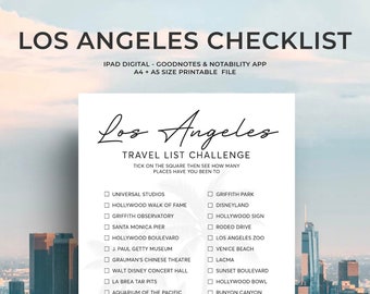 Los Angeles Travel Checklist & Travel list, Printable, Los Angeles Vacation Ideas, Los Angeles Bucket List, Vacation Ideas, A5, A4