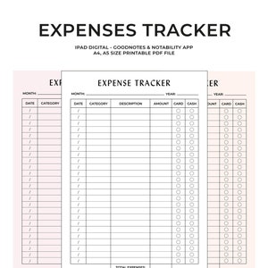 Expense Tracker, Business Expense Log Printable, Spending Tracker, Purchase Log, Transaction Log, Financial Planner A4/A5