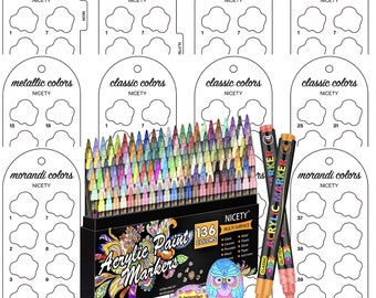 Nicety 136-piece Acrylic - Brush Markers Swatch - Digital PDF Brush Markers Swatch Template Color Swatch Printable Template Instant Download