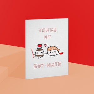 Tarjeta del Día de San Valentín de Sushi Juego de palabras divertido / Tarjeta de aniversario imprimible para esposo, esposa, novia, novio