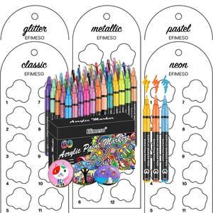 Efimeso - Nuancier de marqueurs PDF numérique (60 pièces) Modèle imprimable d'échantillon de marqueurs couleur bricolage simple page Téléchargement immédiat