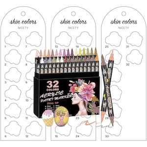 Nettes Haut 32 Stück Acryl-Marker Swatch Template Seite Swatch druckbare Vorlage Sofort-Download