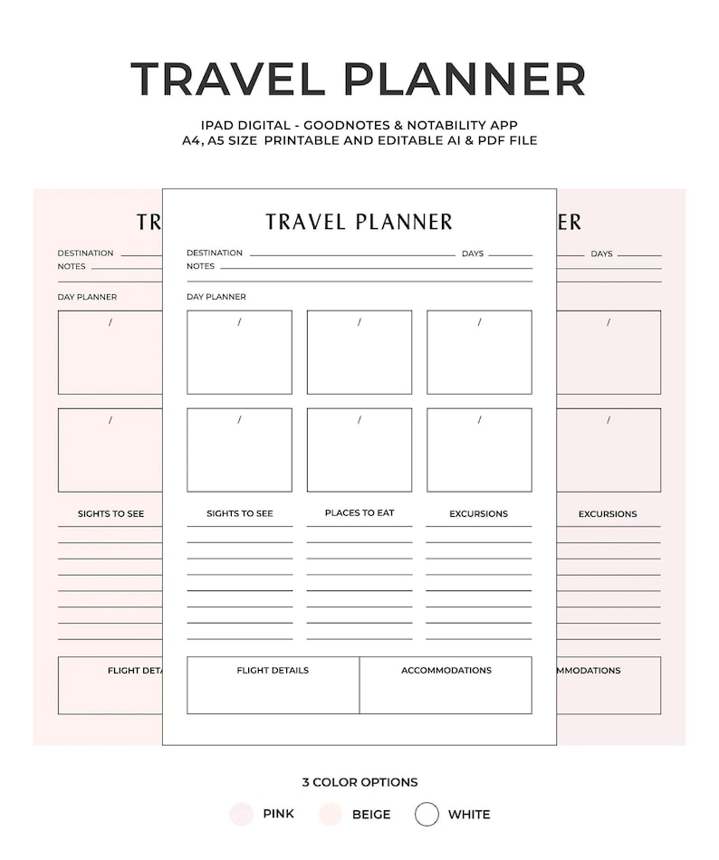 Travel Itinerary Printable | Daily Trip Itinerary | Daily Printable ...