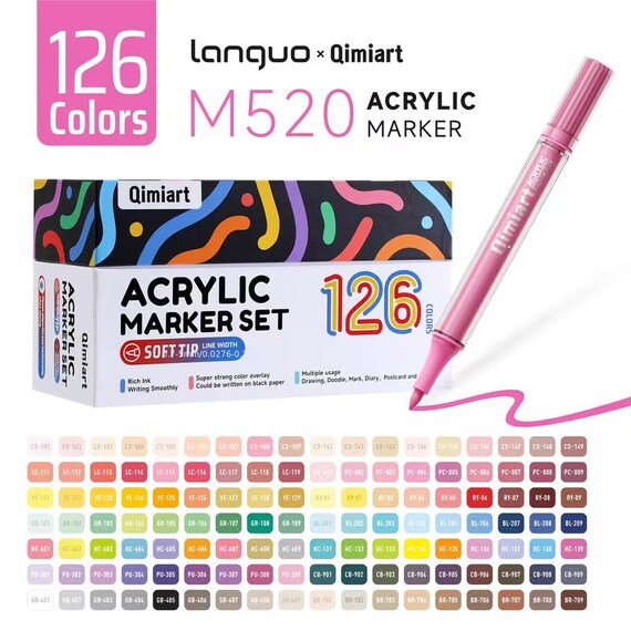 Buy Languo X Qimiart 126 Colors Acrylic Markers Swatch Template