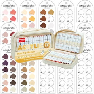 Guangna Skin 72 Markers Swatch PDF Brush Markers Swatch Template Single Page Color Swatch Printable Template Instant Download