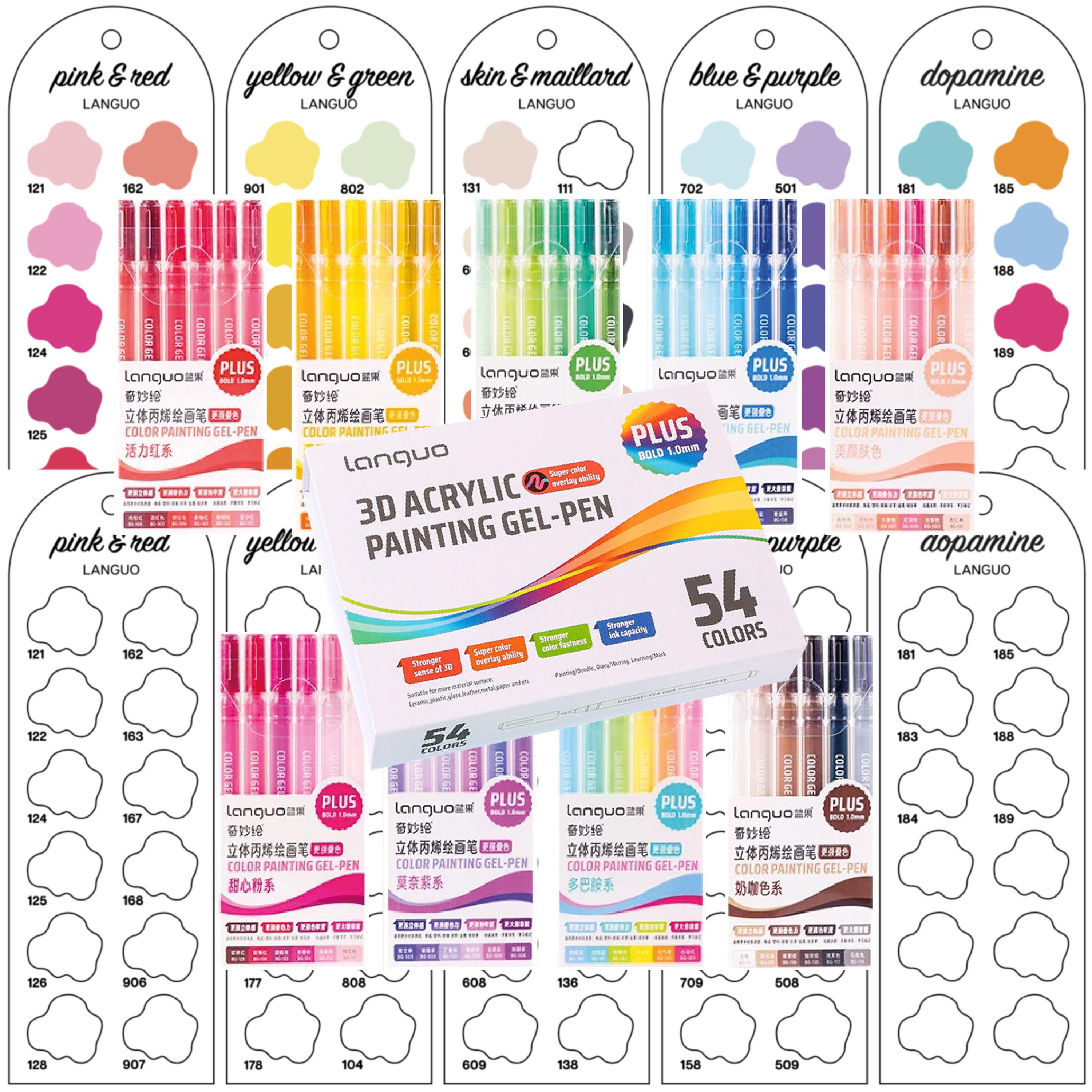 Languo 3D Acrylic Painting Gel Pen 54 Template Swatch Page Swatch Printable Template Instant Download