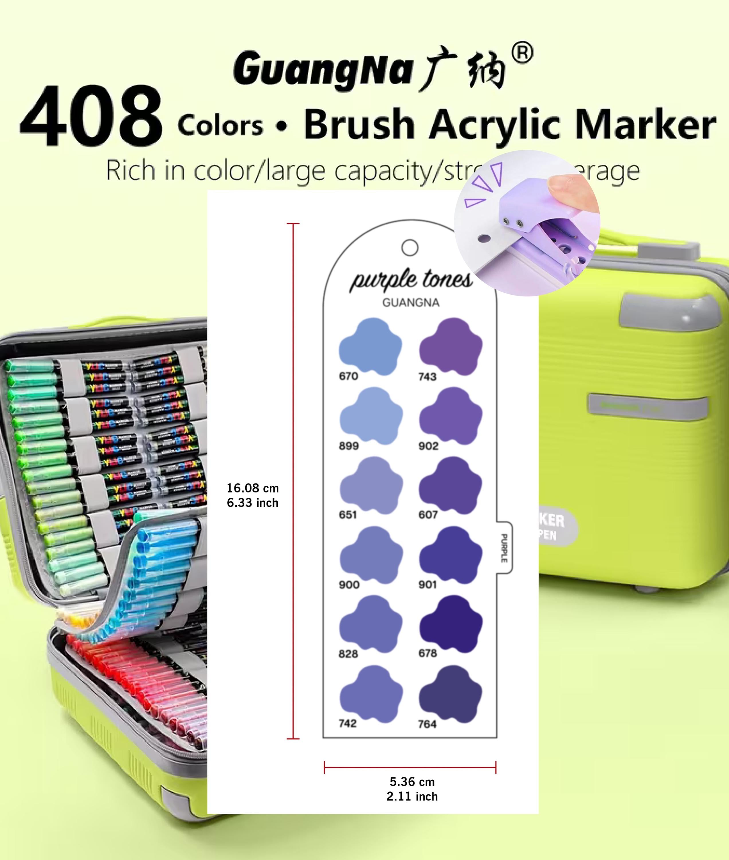 Guangna 408-piece Acrylic Brush Markers Swatch - Digital PDF Brush