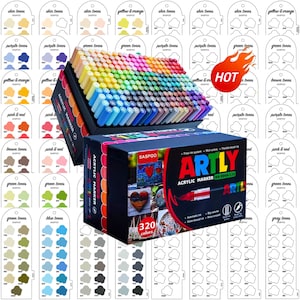 Saspoo Artly 320 Acrylic Brush Markers Swatch - Digital PDF Brush Markers Swatch Template Color Swatch Printable Template Instant Download