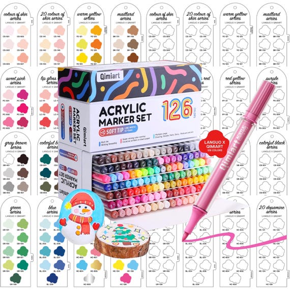 Buy Languo X Qimiart 126 Colors Acrylic Markers Swatch Template