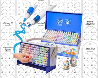 Rosymeng 128 Colors Acrylic Paint Marker Pen Digital PDF Brush Markers Swatch Template Color Swatch Printable Template Instant Download