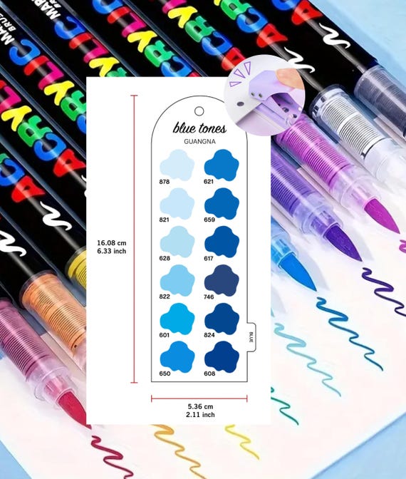 ACRYLIC ブラシマーカーペン 288色 アクリルマーカー GUANGNA Guangna 288-piece Acrylic Brush Markers Swatch - Digital PDF Brush