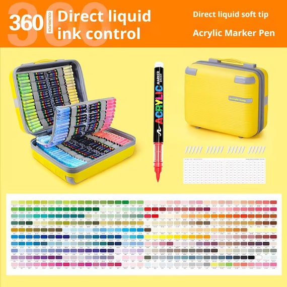 Guangna 360-piece Acrylic Brush Markers Swatch - Digital PDF Brush