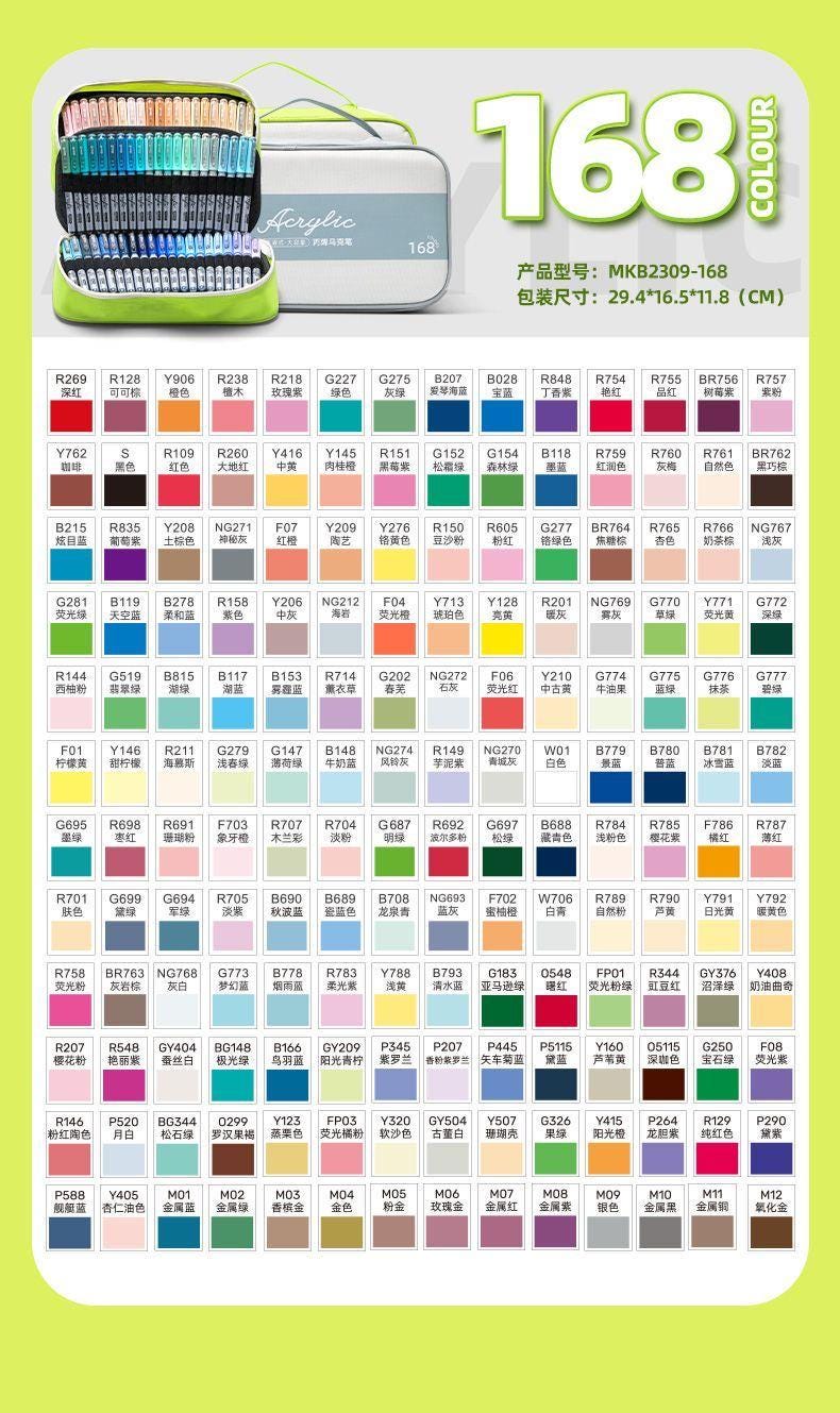 Grasp 168 Piece Shein Brush Acrylic Markers Swatch Template Page