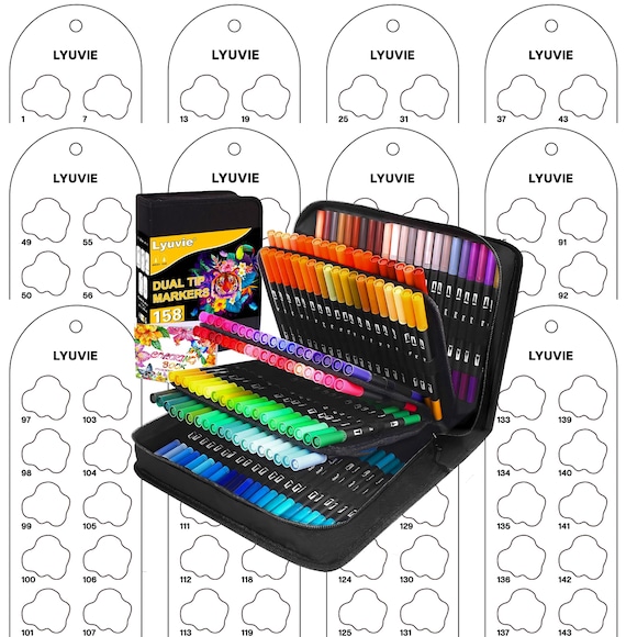 Lyuvie 158 Colour Acrylic Marker Pens Swatch Template Page Swatch