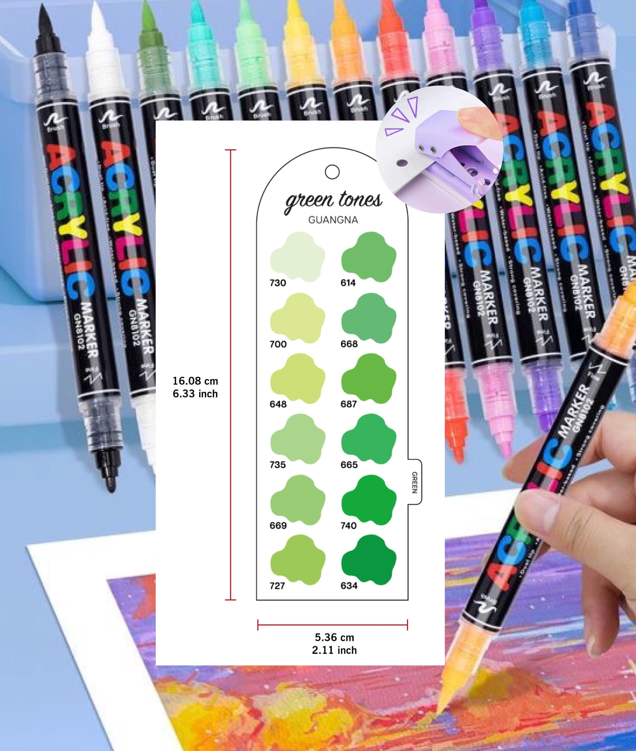 Guangna 120-piece Dual Tip Acrylic Brush Markers Swatch - Digital