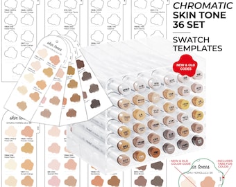 Ohuhu Honolulu Skin Tones 36 Swatch Template New and Old Codes Ohuhu New Swatch Ohuhu Alcohol Markers Swatch Digital Instant Download