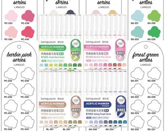 Languo Markers Swatch 4-serie 36 digitale PDF penseelmarkeringen staalsjabloon Enkele pagina kleurstaal afdrukbare sjabloon Instant Download