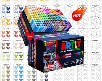 Saspoo Artly 320 Acrylic Brush Markers Swatch - Digital PDF Brush