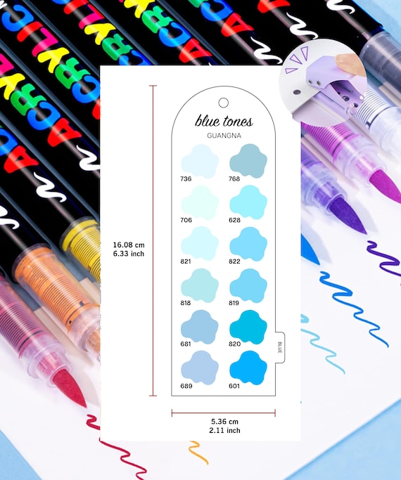 Guangna 168-piece Acrylic Brush Markers Swatch - Digital PDF