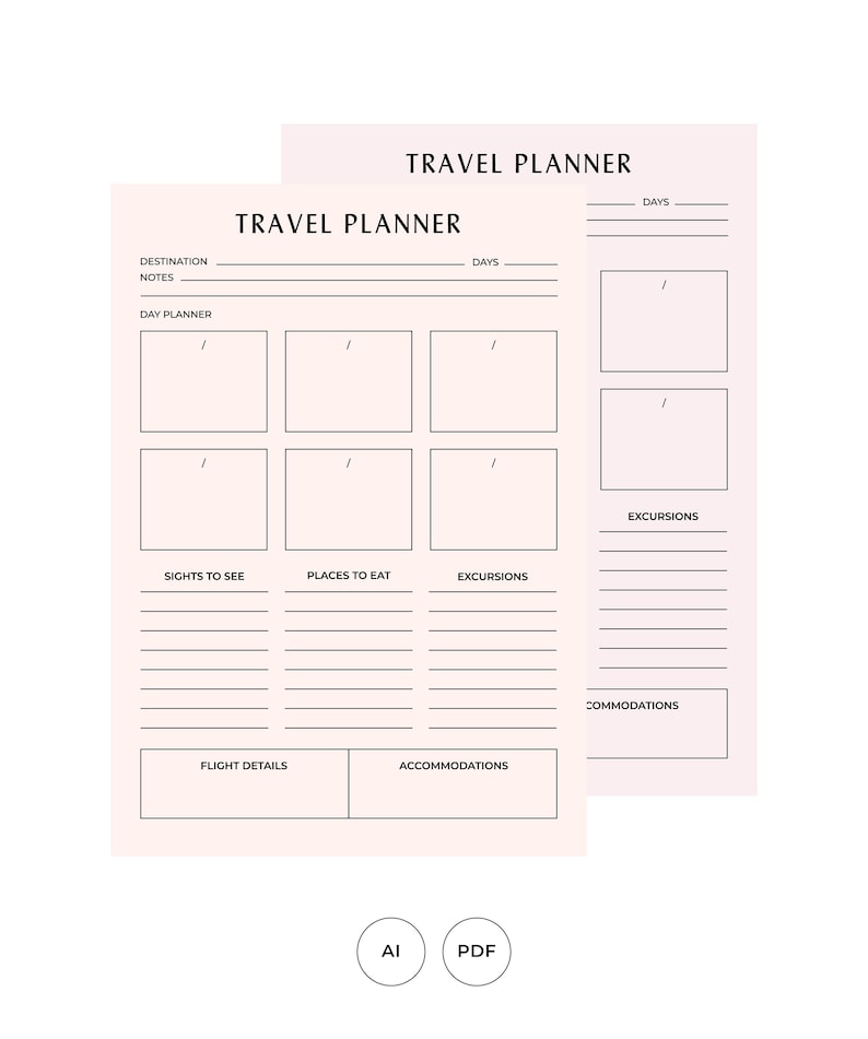 Travel Itinerary Printable | Daily Trip Itinerary | Daily Printable ...