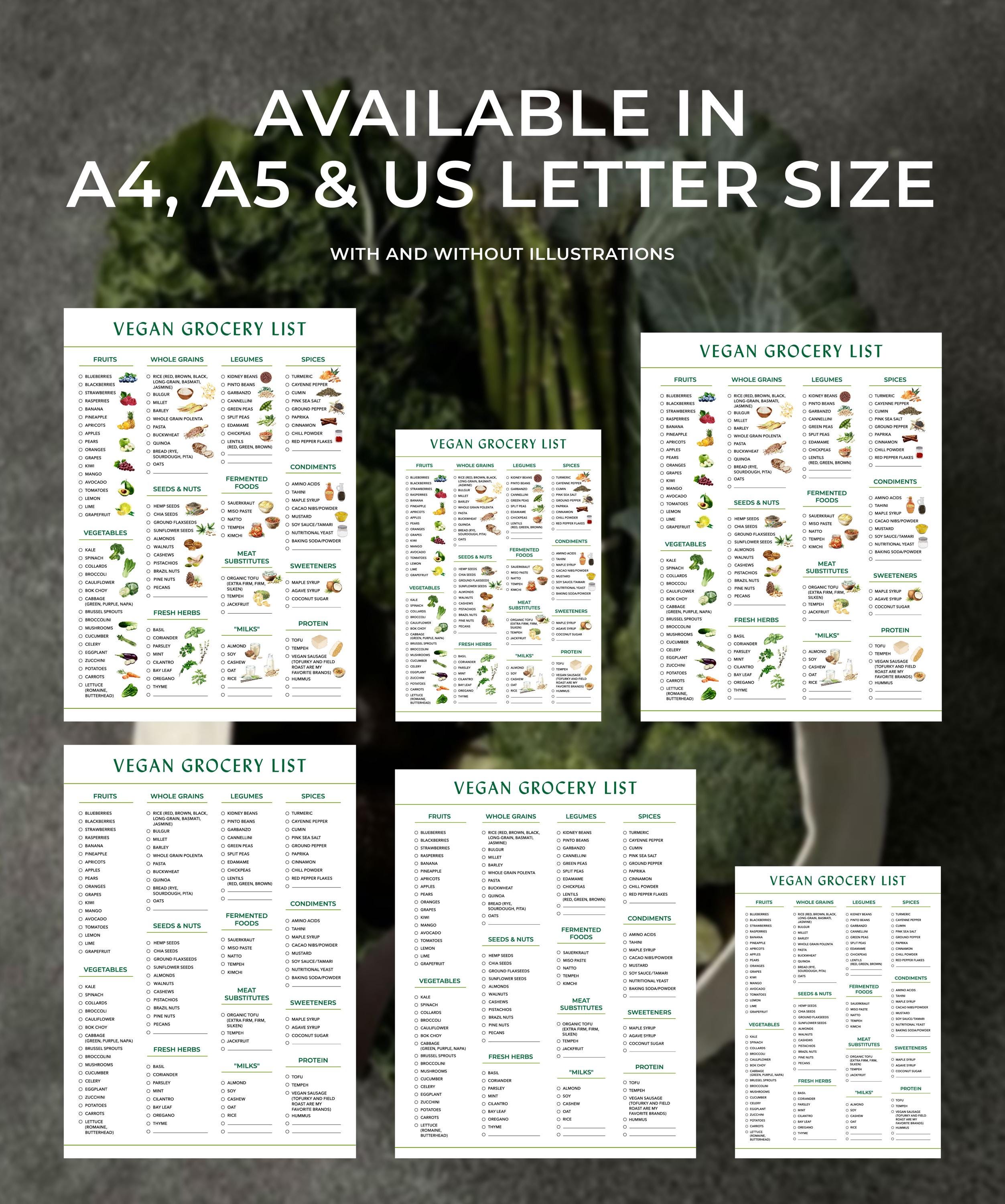 Healthy Grocery List | Printable Vegan Grocery Checklist | Digital Vegetarian Shopping List ...