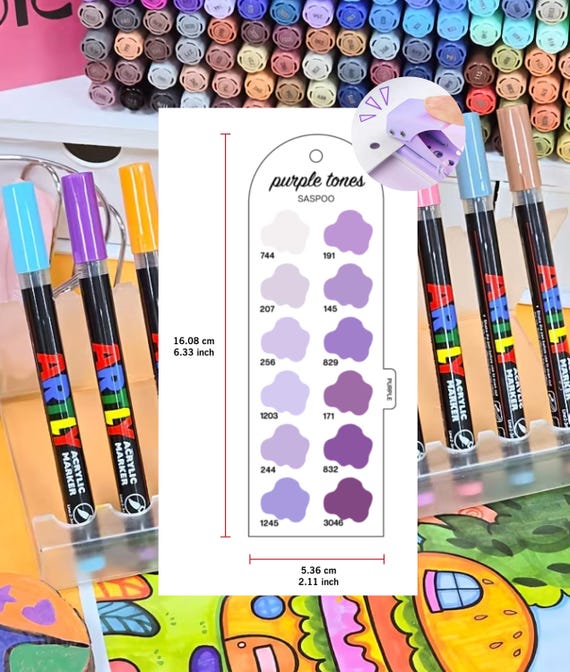 Saspoo Artly 320 Acrylic Brush Markers Swatch - Digital PDF Brush