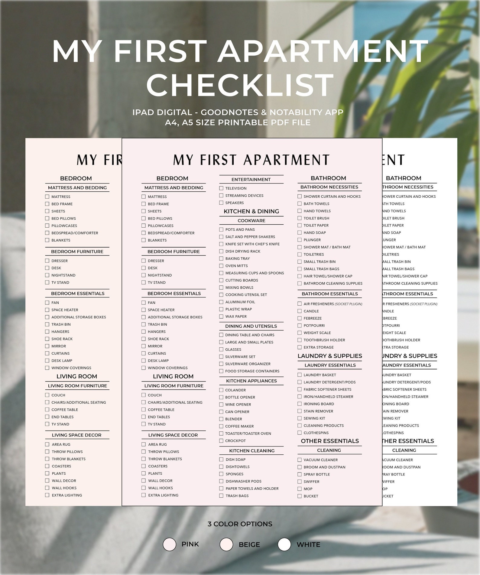 New Home Essentials Checklist, New Home Checklist Printable,first Home