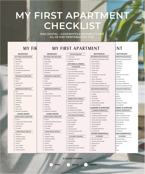 New Home Essentials Checklist, New Home Checklist Printable,first Home  Checklist,first Apartment Checklist PDF A4 A5 (Instant Download) 