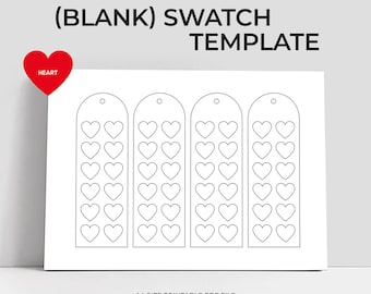 Heart Blank Swatch Template Acrylic Markers Swatch Template DIY Page Swatch Printable Template Instant Download