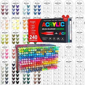 GuangNa 240-piece Acrylic Brush Markers Swatch - Digital PDF Brush Markers Swatch Template Color Swatch Printable Template Instant Download